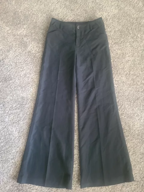 Stella & Jamie Relaxed Wide Leg Crepe black Trouser Pants Size Small
