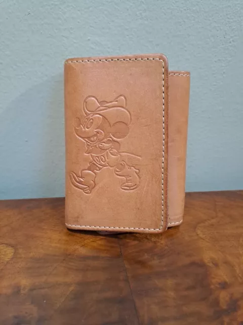 Vintage Mickey Mouse Cowboy Tan Leather Cards/Notes Wallet