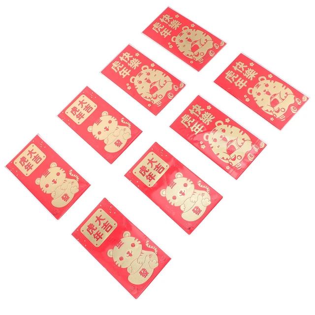 60 Piezas Suerte Money Bolsillo Año El Tigre Sobre Rojo Decoración Asiática Estilo Chino