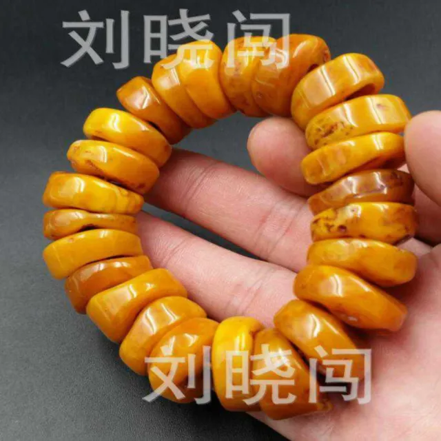 Retro abacus bead amber bracelet amber beeswax Relief Cuff Wristband Buddhism
