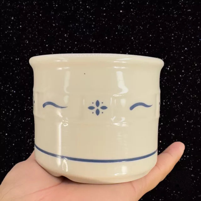 Longaberger Pottery Heirloom Ivory Blue Design 1 Pt Crock Utensil Holder Candle