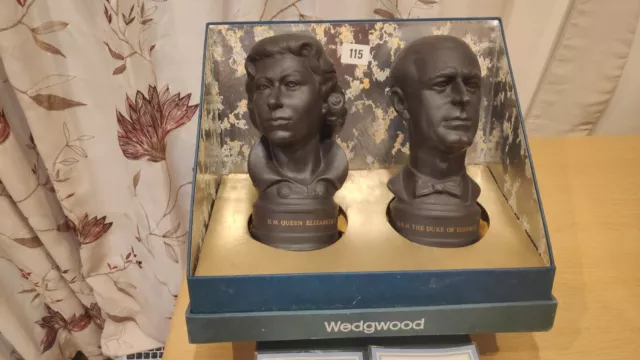 Wedgwood Busts Queen Elizabeth II Prince Philip Duke of Edinburgh Silver Wedding