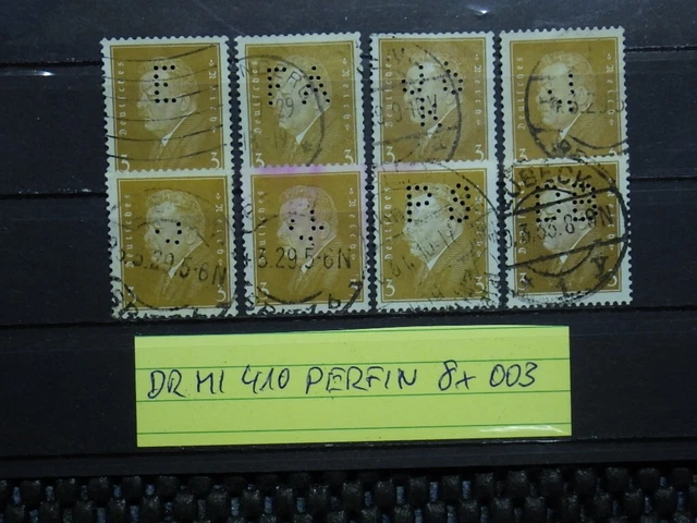 Deutsches Reich 8 x MI. 410 Perfin Perfins Firmenlochung Lot gestempelt 003