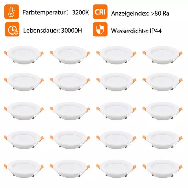 20x LED Einbaustrahler 5W Kinderzimmer WarmWeiß Leuchte Decken-Spots Einbauspot