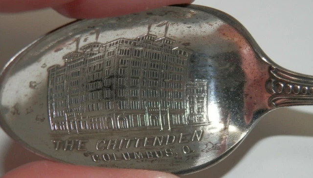 The Chittenden Hotel Columbus OH Souvenir Spoon - Niagara Falls Silver Co 4.25"