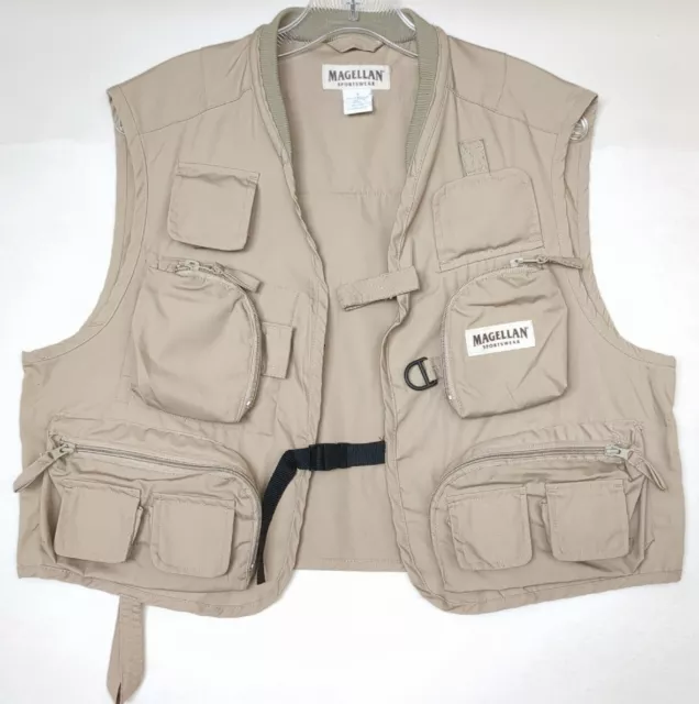 Vintage Orvis Fly Fishing Tan Vest Zip Pocket Hunting Hiking Men’s Size M