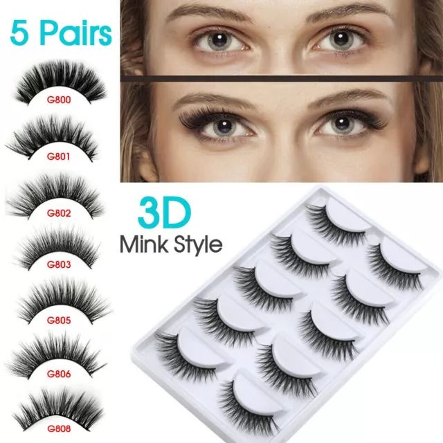 3D 5 Pairs Mink Natural Thick False Fake Eyelashes Eye Lashes Makeup Extension