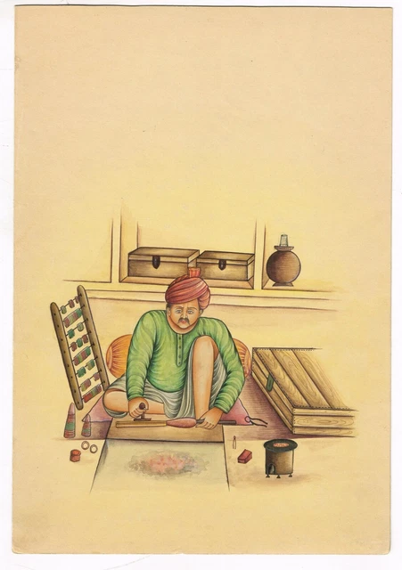 Main Peint Indien Ancien Art & Peinture De Bracelet Maker Gouache - Œuvre