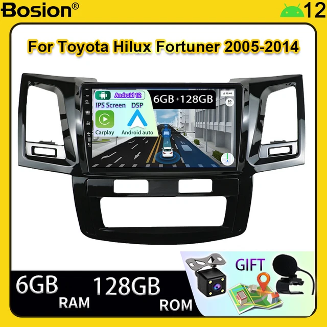 Autoradio Android 15 Pour Toyota Fortuner SW4 Hilux 2005-2015 - GPS, CarPlay - Neuf