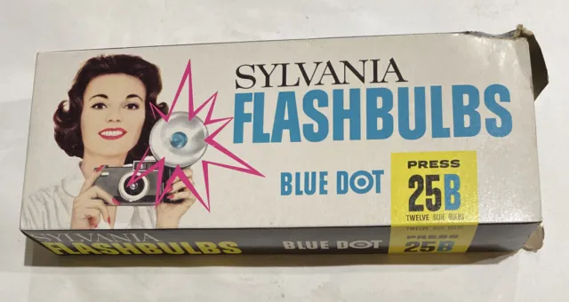Bombillas Vintage Sylvania Blue Dot Press 25B Caja de 11 en embalaje original
