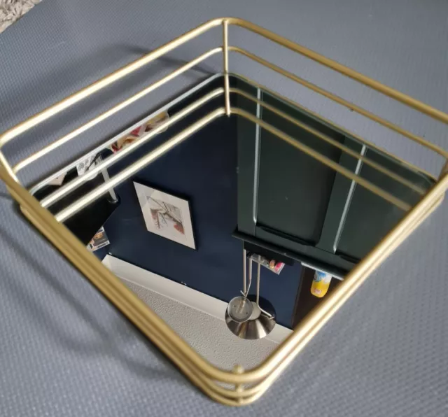 ELLE Gold Mirrored Vanity Tray, Square Perfume/Accessories Tray