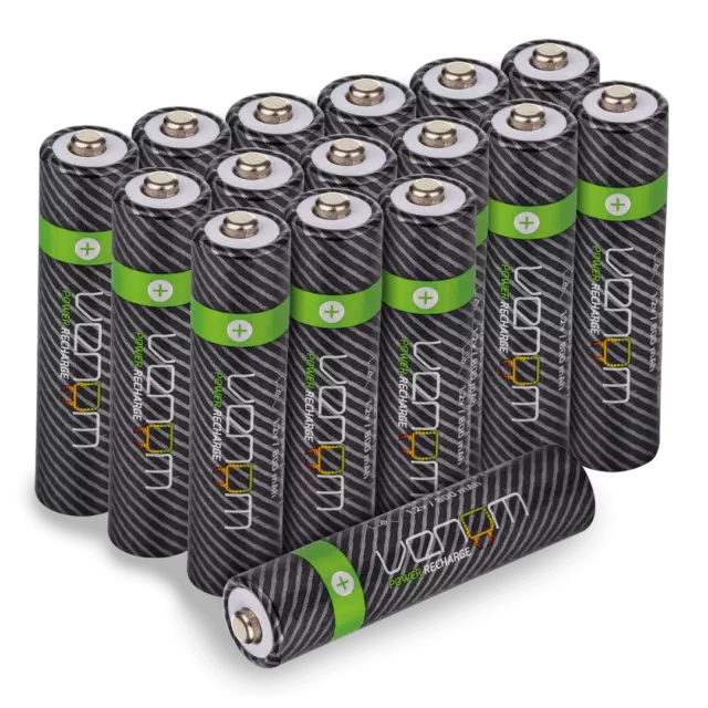 Venom Rechargeable AAA Batteries - High Capacity 800mAh 1.2V NiMH - Pack of 16