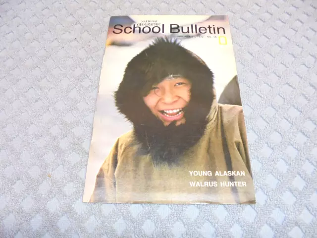 Vintage National Geographic School Bulletin Alaska Walrus Hunter 1972 Booklet