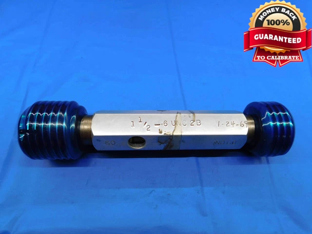 1 1/2 6 Unc 2B Thread Plug Gage 1.5 1.50 1.500 Go No Go P.d.'s = 1.3917 & 1.4022