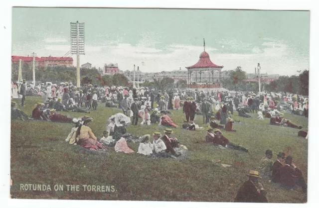 The Rotunda on the Torrens Elder Park Adelaide OLD POSTCARD South Australia 1907