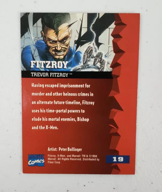 Marvel Fleer Ultra X-Men '95 Fitzroy Trading Card #19 Embossed Gold Foil 3