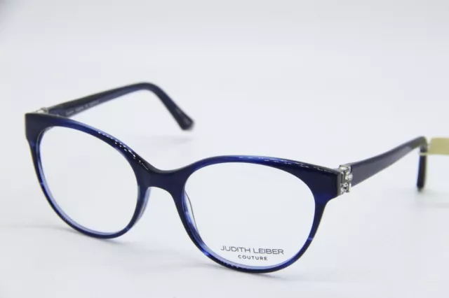 New Judith Leiber Couture Equinox Sapphire Silver Authentic Eyeglasses 53-18