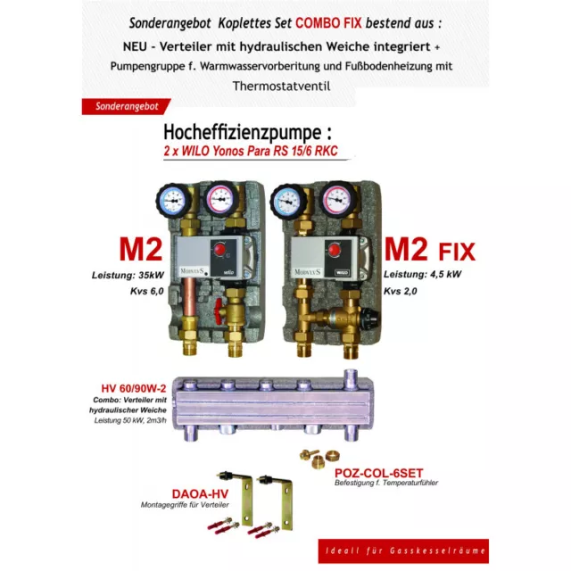 NEU Verteiler hydraulische Weiche Pumpengruppen Wilo Set Stellmotor Thermostat W 3