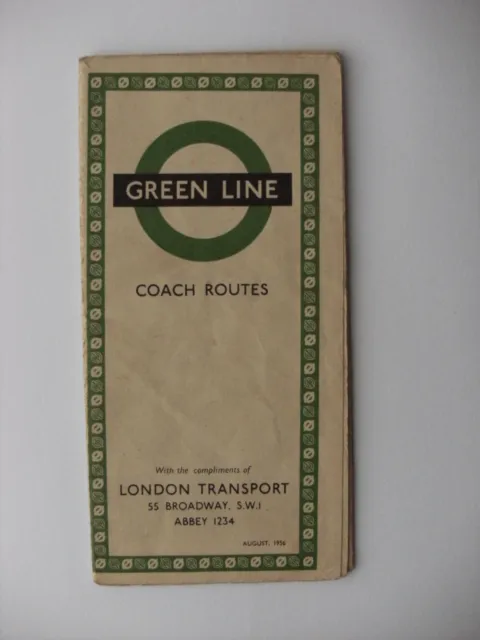 1956 London Transport Green Line Coaches Bus Route Map (Ref LC5)