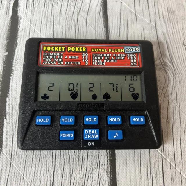 Vintage Radica Pocket Poker Royal Flush 3000 Model 1310 Electronic Handheld Game