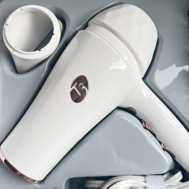 T3 White Gold Color Featherweight Luxe 2i Professional Hair Dryer With Brush 3