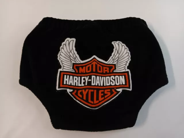 Harley Davidson Authentic Baby Diaper Cover  Size 0/S Black Big Logo Back.