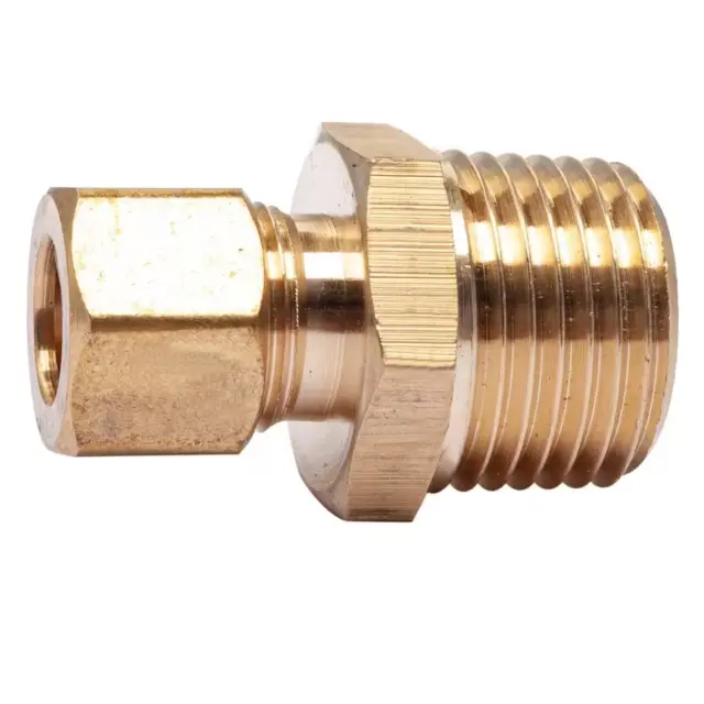 3/8 In. O.D. Comp X 1/2 In. MIP Brass Compression Adapter Fitting (5-Pack)