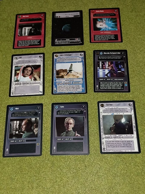 STAR WARS CCG ENHANCED PREMIERE LOT OF NINE RARE CARDS inc. MARA JADE. DECIPHER