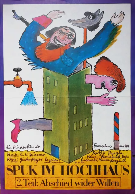 Kinderfilm Spuk im  Hochhaus Grafik  Brigitte Ulmann 1986  Plakat DDR  59x42 cm