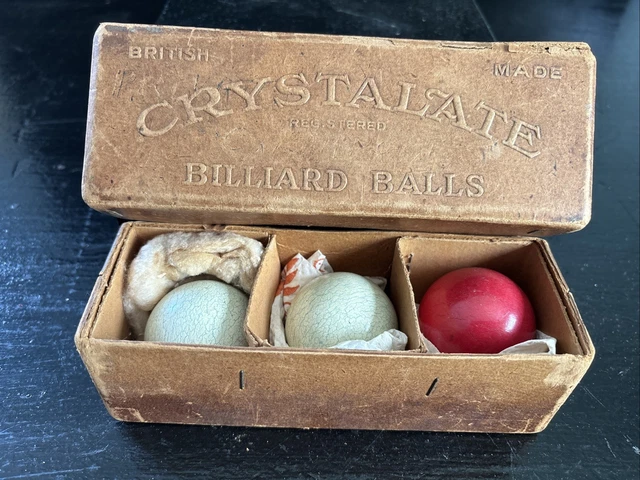 RARE VINTAGE BOXED Set Of Crystalate Billiard Balls £15.00