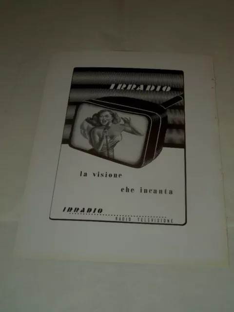 Irradio- Radio Televisione -Vecchia Pubblicita' Cartacea Degli Anni '50 Imperd.