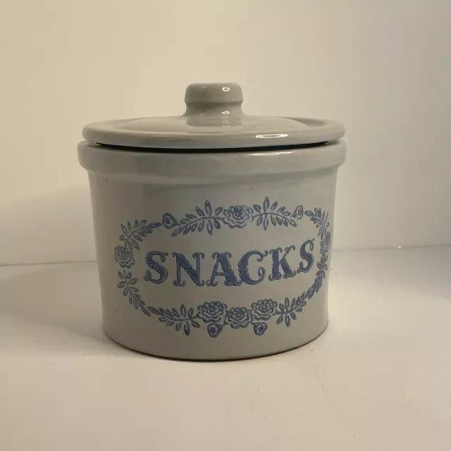 Stoneware Crock Snack Jar Canister With Lid