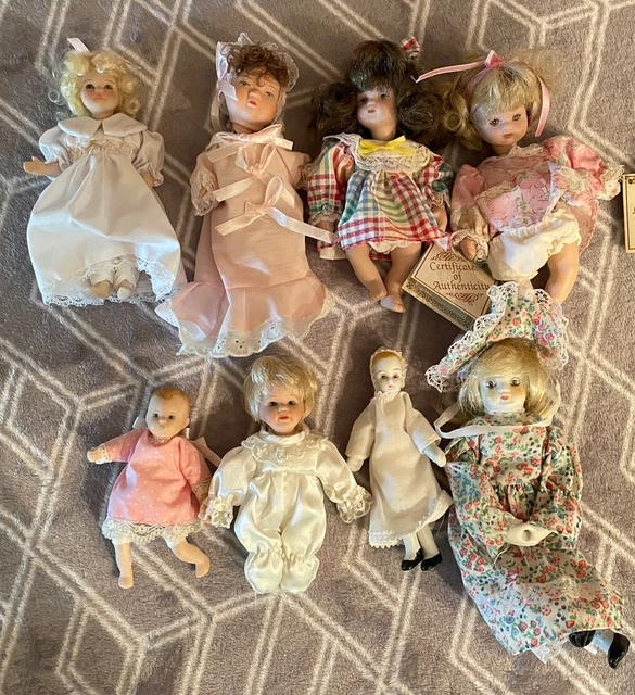 Lot Of Antique / Vintage Dolls Bisque Porcelain With Clothes. Jointed.