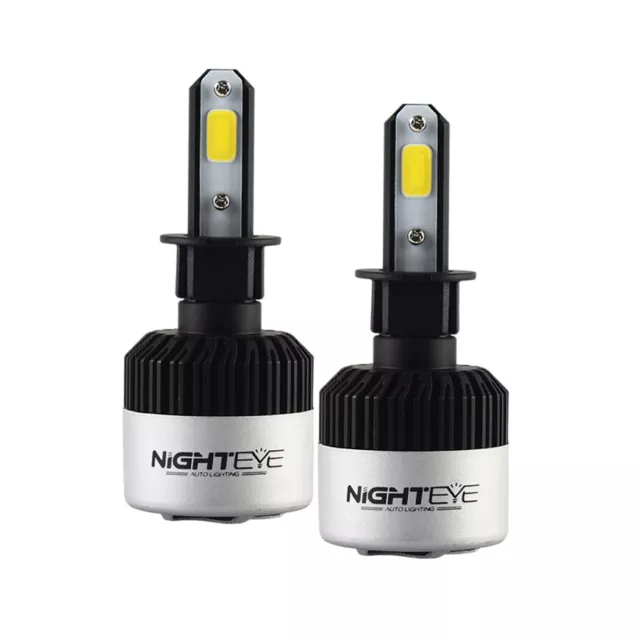Pair NIGHTEYE 72W H3 LED Headlight Bulb Lamp Conversion Kit 9000LM High Low Beam