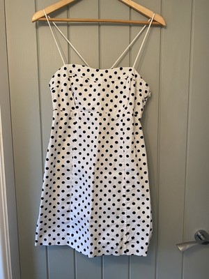 Zara White and Black Polka Dot Dress Size M Good Condition