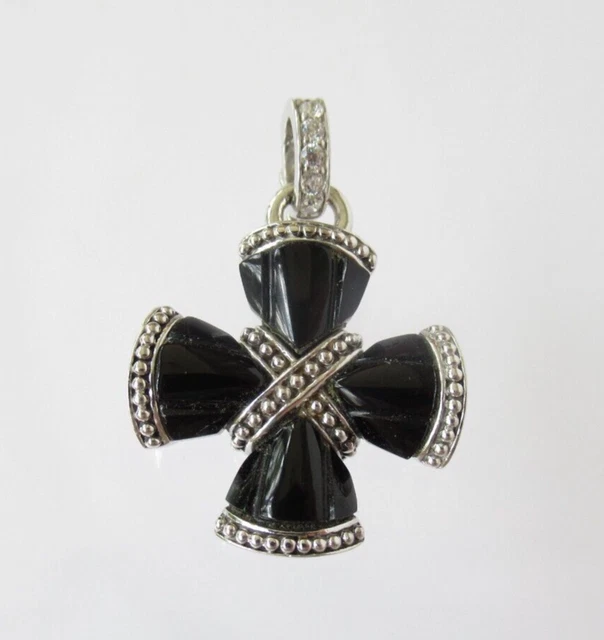 Judith Ripka Sterling Onyx Maltese Cross Enhancer Pendant Judith Ripka Sterling Onyx Maltese Cross Enhancer Pendant