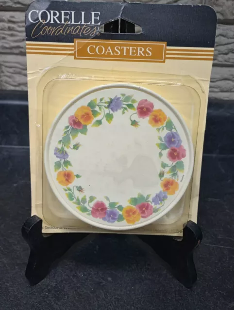 New Vintage Corelle Coordinates Summer Blush Pansies Coaster Set Set Of 4