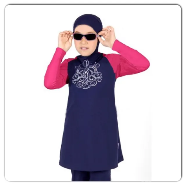 Costumi da bagno musulmani islamici per ragazze modesta vestibilità burkini copertura completa bambini due pezzi arabi