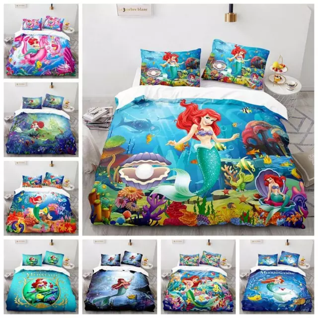 The Little Mermaid Quilt Duvet Cover Bedding Set Pillowcase Single Double Size