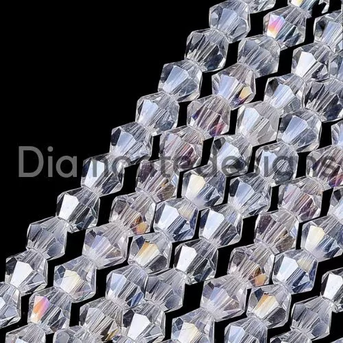 ❤  100 FACETED CRYSTAL AB GLASS BICONE BEADS 3mm / 4mm / 6mm SUN CATCHER BEAD ❤