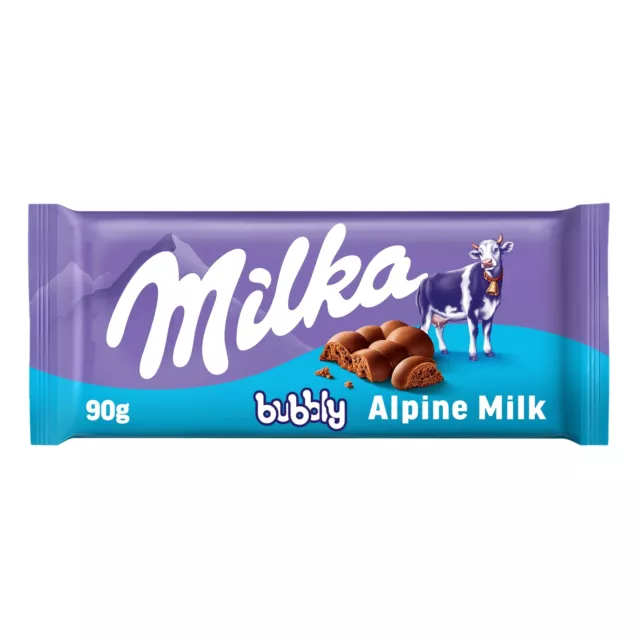 Milka, Bubbly, Tavoletta di Cioccolato al Latte con Morbido Cuore al Cacao, 100%