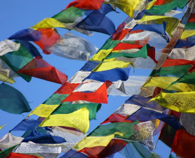 Fair Trade Nepalese Tibetan Buddhist Wind Horses Cotton Prayer Flags