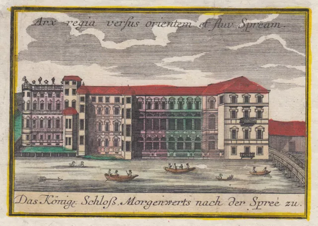 Berlin Schloss Spreeseite Original Kupferstich Lotter 1760