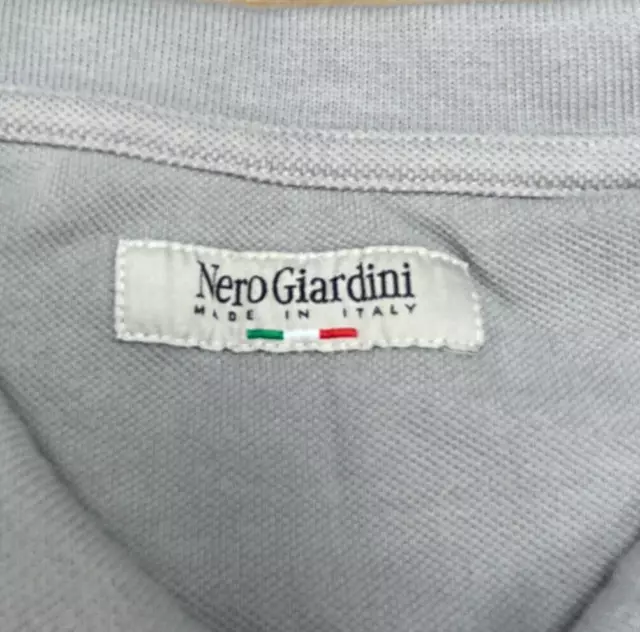 Nero Giardini Polo Shirt Mens Medium Size 50 Gray Piquet Short Sleeve 3