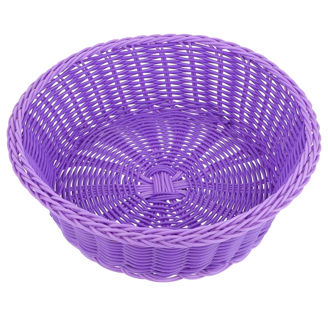 Cesto rotondo in rattan naturale intrecciato a mano, per frutta