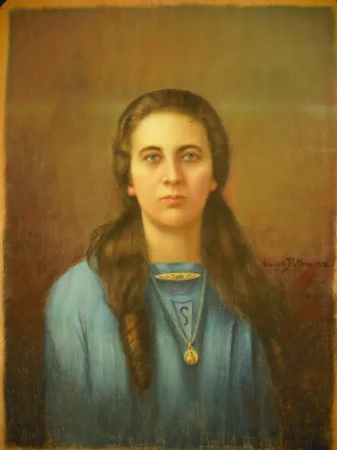 César Pattein Retrato Firmado Georgette Mujer De Maurice Deschodt 1922 Pastel