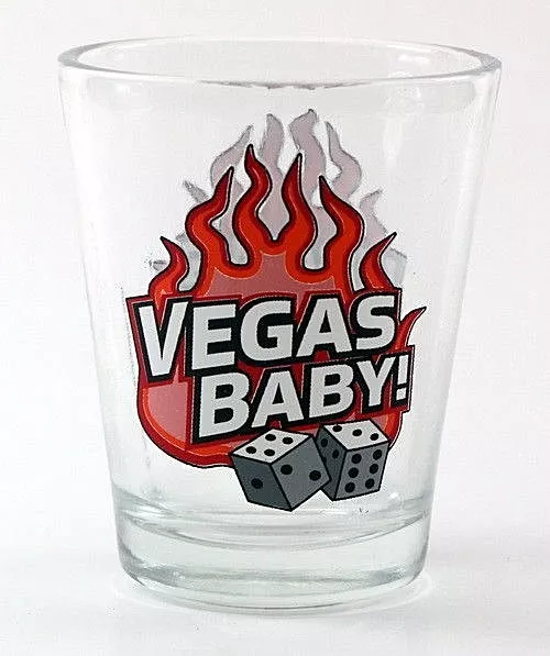 Las Vegas Nevada Vegas Baby W/Dice Clear Shot Glass Shotglass