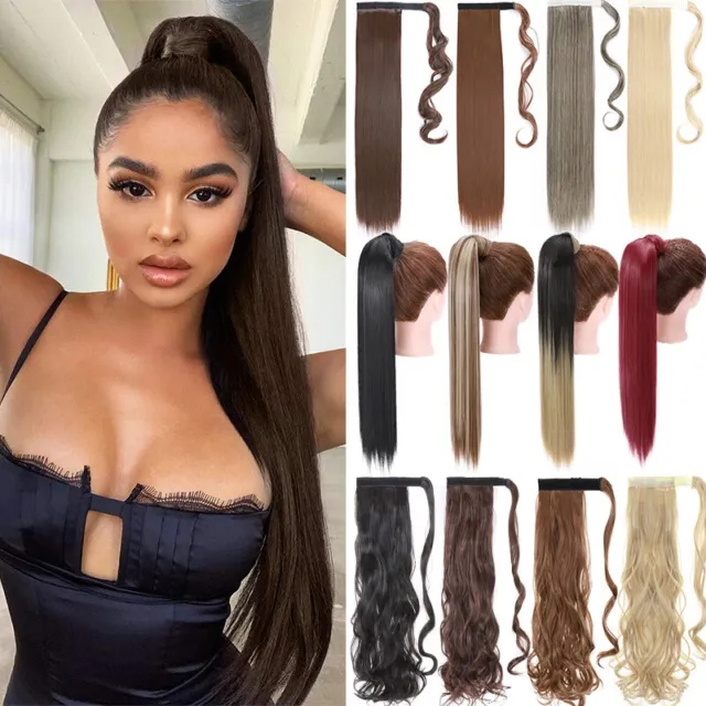 AU Clip In Ponytail Pony Tail Hair Extensions Fake Hair Piece Long Straight NEW