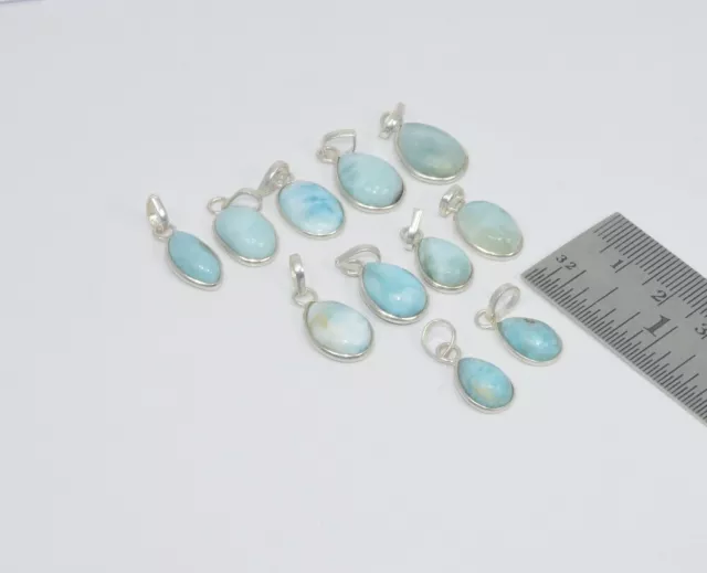 Wholesale 11Pc 925 Sterling Silver Natural Blue Larimar Pendant Lot Gtc158 O b10
