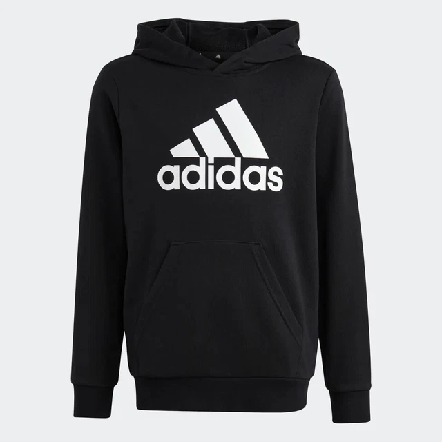 ADIDAS FELPA con Cappuccio Unisex Bambino Ragazzo Scuola Tempo Libero Sport Nero